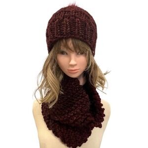 Handmade Warm Knit Hat and Infinity Scarf